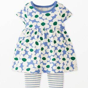 NWOT Hanna Andersson Baby Print Dress & Leggings Set 0-3M